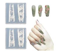 Framendino, 2 Pack 3D Lotus Flower Nail Art Silicone Mold Resin Floral Carving Template for Manicure Supplies