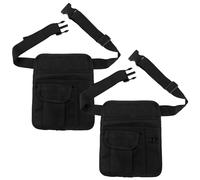 Framendino, 2 Pack Adjustable Server Waist Pouch Server Pouch Restaurant Waist Apron Bag with Pockets Tablet Holder and Adjustable Belt Buckle for Women Men, Black, 2 Pack
