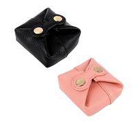 Framendino, 2 Pack Leather Snap Closure Coin Pouch Wallet for Cash Change Storage