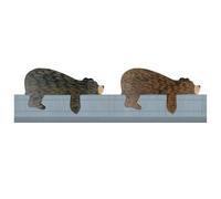 Framendino, 2 Pack Wooden Bear Door Toppers Adorable Wood Animal Doors Corner Sculpture Bears Shape Decor for Home Bedroom 6.5 x 3.2 Inch (Brown and Black)