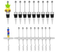 Framendino, 20 Pack Beadable Travel Corkscrew with Wine Stoppers Set Beaded Wine Bottle Stopper Wine Cork Remover Beadable Bottle Opener for Kitchen Bar Restaurant