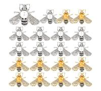 Framendino, 20 Pack Bee Pin Brooches Hornet Brooch Pins Bulk Little Bumble Pin Crystal Insect Themed with Faux Pearl Fashion Lapel for Women Men Gold & Silver