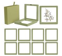 Framendino, 20 Pack Green 3D Floating Frame Display Case 3.5x3.5x0.8 Pull-Out PE Jewelry Storage Box Coin Holder Stand for AA Medallion Gems