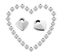 Framendino, 200 Pack 3D Heart Charms Bulk Silver Metal Heart-shaped Pendant Small Love Bead for Jewelry Making DIY