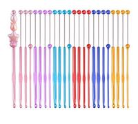 Framendino, 24 Pack Beadable Crochet Hooks 3 mm 4 mm 5 mm 6 mm Aluminum Knitting Needles Set for Crocheting Yarn 6 Colors