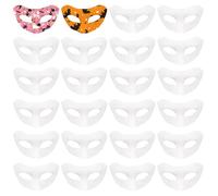 Framendino, 24 Pack White Paper Mache Art Masks Half Face Masquerade DIY Blank Hand Painted for Halloween Cosplay Party