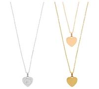 Framendino, 3 Pack Engraving Necklace Stainless Steel Stamping Heart Shaped Pendant for DIY Craft