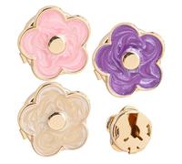 Framendino, 3 Pack Flower Shape Button Covers Clip on No Sew Decoration for Blouse Shirt Daisy