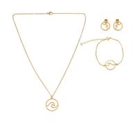 Framendino, 3 Pack Gold Wave Jewelry Set Including Earrings Necklaces Bracelets for Women
