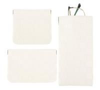 Framendino, 3 Pack Small Leather Makeup Bag Snap Closure Pouches Portable Self Closing Purse Mini PU Pocket Bags for Travel (White)