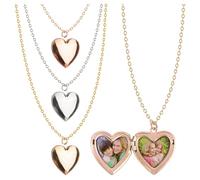 Framendino, 3 Pack Sublimation Necklace Heart Shaped Locket Pendants for Souvenirs Gifts and Daily Accessories