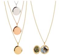 Framendino, 3 Pack Sublimation Necklace Round Locket Pendants for Souvenirs Gifts and Daily Accessories