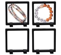Framendino, 4 Pack Black 3D Floating Frame Display Case Challenge Coin Holder Stands 4.3x4.3x0.8 Jewelry Storage Box for AA Medallion Shells