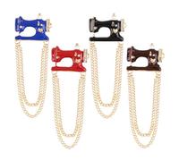 Framendino, 4 Pack Sewing Machine Brooch Pin With Tassels Lapel Pins Funny Enamel Brooches for Backpacks Badges Bags Clothing