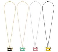 Framendino, 4 Pack Sewing Machine Charm Necklace 3D Enamel Pendant Chain for Women Jewelry Gifts