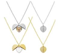 Framendino, 4 Pack Sublimation Blank Angel Wing Heart Pendant Charm Necklace for DIY Jewelry Making Silver & Gold Love Shaped