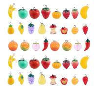 Framendino, 40 Pack 3D Fruit Charms Pendants DIY Necklace Earring Craft Resin Simulation