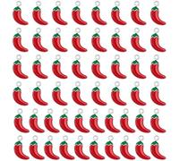 Framendino, 50 Pack Chili Pepper Charms Silver Metal Enamel Cinco De Mayo Enamel Mexican Fiesta Charm for Jewelry Making DIY Crafts