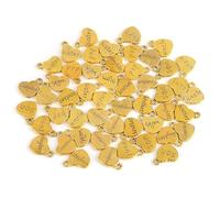 Framendino, 50 Pack Gold Family Letter Charms Pendants Heart Shape Charm Loose Bead Dad Mom Brother Daugther Son Sister Grandma Grandpa Uncle Anut for DIY Bracelet Jewelry Making