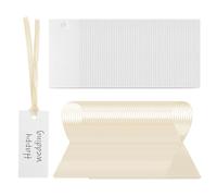 Framendino, 50 Pack Wedding Name Place Card Blank Paper Dinner Table Setting Tag With Nude Stain Ribbon 1.57 x 3.54 inch