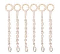Framendino, 6 Pack Adjustable Macrame Plant Hanger Extenders Woven Hanging Basket Extension with Wooden Ring for Indoor Outdoor Pot Holder