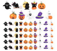 Framendino, 60 Pack Halloween Resin Charm Jewelry Making Bulk 3D PumpkinGhost Bracelets DIY Pendant for Necklace Earrings Keychains