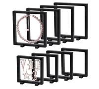 Framendino, 8 Pack Black 3D Floating Frame Display Case Challenge Coin Holder Stands Jewelry Storage Box for AA Medallion Shells (5.5" & 7")