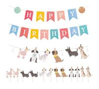Framendino, Dog Happy Birthday Garlands Banner Pet Themed Colorful Decoration Cake Topper for Puppy Party Supplies