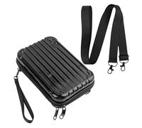 Framendino, Hard Shell Cosmetics Case Carrying Hard Bag for Toiletry Mini Cross Body Bag with Detachable Grip Rope and Shoulder Strap, Black
