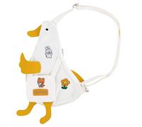 Framendino, Kawaii Duck Novelty Messenger Purse Cute Cross Body Shoulder Bag with Pins for Teens Women (White)