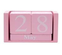Framendino, Pink Vintage Wood Calendar Rustic Block Chic Perpetual Desktop Wooden Cubes for Home Office Desk Decoration