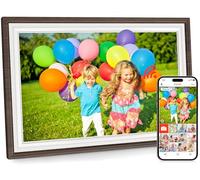 Frameo 10.1 Inch WiFi Digital Photo Frame with 32GB Memory, White Wood Digital Picture Frame, HD IPS Touchscreen, Auto-Rotate, Instant Photo & Video Sharing via Frameo App