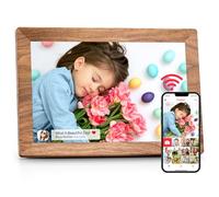 Frameo 10.1 Inch WiFi Digital Photo Frame with 32GB Memory, Wooden Digital Picture Frame, HD IPS Touchscreen, Auto-Rotate, Instant Photo & Video Sharing via Frameo App