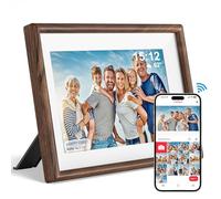 Frameo 10.1" Smart Digital Picture Frame with Walnut Moulding, 16:9 1280p HD IPS Touchscreen Display, 32GB Storage, MicroSD Slot, Plug-in Power, Easy Wireless Photo & Video Sharing, Idea