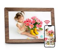 Frameo 10.1Inch Digital Photo Frame with 32GB Memory WiFi Electronic Photo Frame Touch Screen, Auto Rotate, Easy Setup and Share Photos or Videos via Frameo APP-Brown Wood