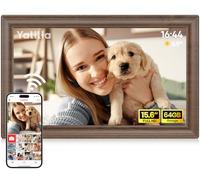 FRAMEO 15.6 Inch Digital Picture Frame, 64 GB Wood Grain - FHD 1920 x 1080P IPS Touchscreen Digital Photo Frame, Auto Rotation Electronic Photo Frame, Share Photos/Videos Immediately