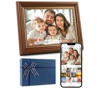 Frameo Digital Frame 10.1 Inch WiFi Digital Photo Frame with 32GB Storage, 1280x800 HD IPS Touch Screen Picture Frames Slideshow, Long Distance Realationship Gifts, Elderly Tech (Maple Brown)