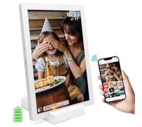 Frameo Digital Photo Frame 10.1 Inch 5000 mAh Battery Operated Picture Frame WiFi 32GB HD IPS Touchscreen with Wireless Charger Automatic Rotation Instant Sharing Photo/Video via the App