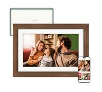 Frameo Digital Photo Frame WiFi Walnut Wood 10.1" 1280x800 HD Touchscreen | North American Walnut Frame, Send Photo Video Instantly via Frameo from Anywhere, Great for Home Decoration, Supports SD/USB