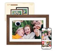 Frameo Digital Photo Frame WiFi Walnut Wood Frame 10.1 Inch Picture Frame with 1280x800 HD IPS Touchscreen, Built-in 32GB, Send Photo Video via Frameo App/USB/SD, Gifts for Women/Men/Grandparents
