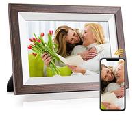 Frameo-Digital-Picture Frame 10.1 Inch Electronic-Digital Photo Frame with IPS Touch Screen HD Display, Smart WiFi Photos or Videos Farme via Free Frameo APP (Brown Wood Frame)
