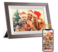 FRAMEO Digital Picture Frame WiFi 10.1inch Digital Photo Frame,Electronic Photo Frame Load from Phone,1280x800 IPS Touch Screen HD Display,Auto-Rotate,Share Photos/Video-Great Gift(Brown Wood)