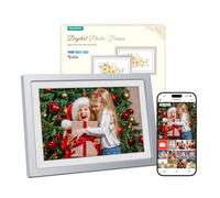 Frameo WiFi Digital Photo Frame Silver 10.1 Inch Digital Picture Frame, 32GB Memory, 1280*800 HD IPS Touch Display, Auto-Rotation, Share Photos Videos via Frameo APP, Gifts for Women Men, Satin Silver