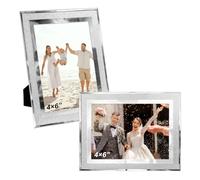 FramePro 2 Pack 4x6 Picture Frame Glass Wedding Family Photo Frame Crystal Glitter for Office Home Decoration Tabletop-Sliver