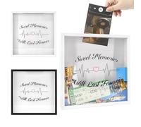 FramePro 3D Adventure Memory Shadow Box with Slot, 11x11 White Wooden Sweet Frame for Tickets Travel Photos Crafts(Red)