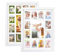 FramePro Baby's First Year Frame Collage Frame In White Frame with Mat, Displays One 5x7 Photo and Twelve 2.5x3.5 Pictures 2pcs
