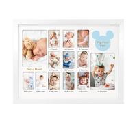 FramePro Photo Frame 12x16 Baby's First Twelve Months 4x6 and 2x3 Photos Milestone Board Picture Frame for Mom Newborn Gift White
