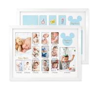 FramePro Photo Frame 12x16 Baby's First Twelve Months 4x6 and 2x3 Photos Milestone Board Picture Frame for Mom Newborn Gift White 2 Pcs