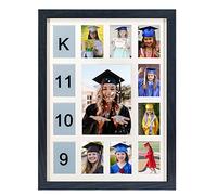 FramePro School Years Picture Frame K-12 Day Graduation Photo Collage Black Frame with Mat, Displays One 5x7 Photo and Twelve 2.5x3.5 Pictures