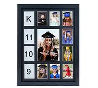 FramePro School Years Picture Frame K-12 Day Graduation Photo Collage Black Frame with Mat, Displays One 5x7 Photo and Twelve 2.5x3.5 Pictures